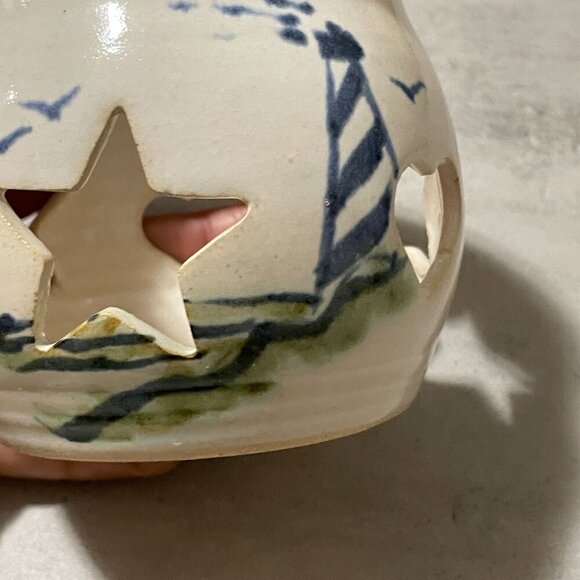 Nancyware on the Outer Banks Lighthouse Cutout Candleholder Art Pottery 3.25" H - Picture 5 of 6